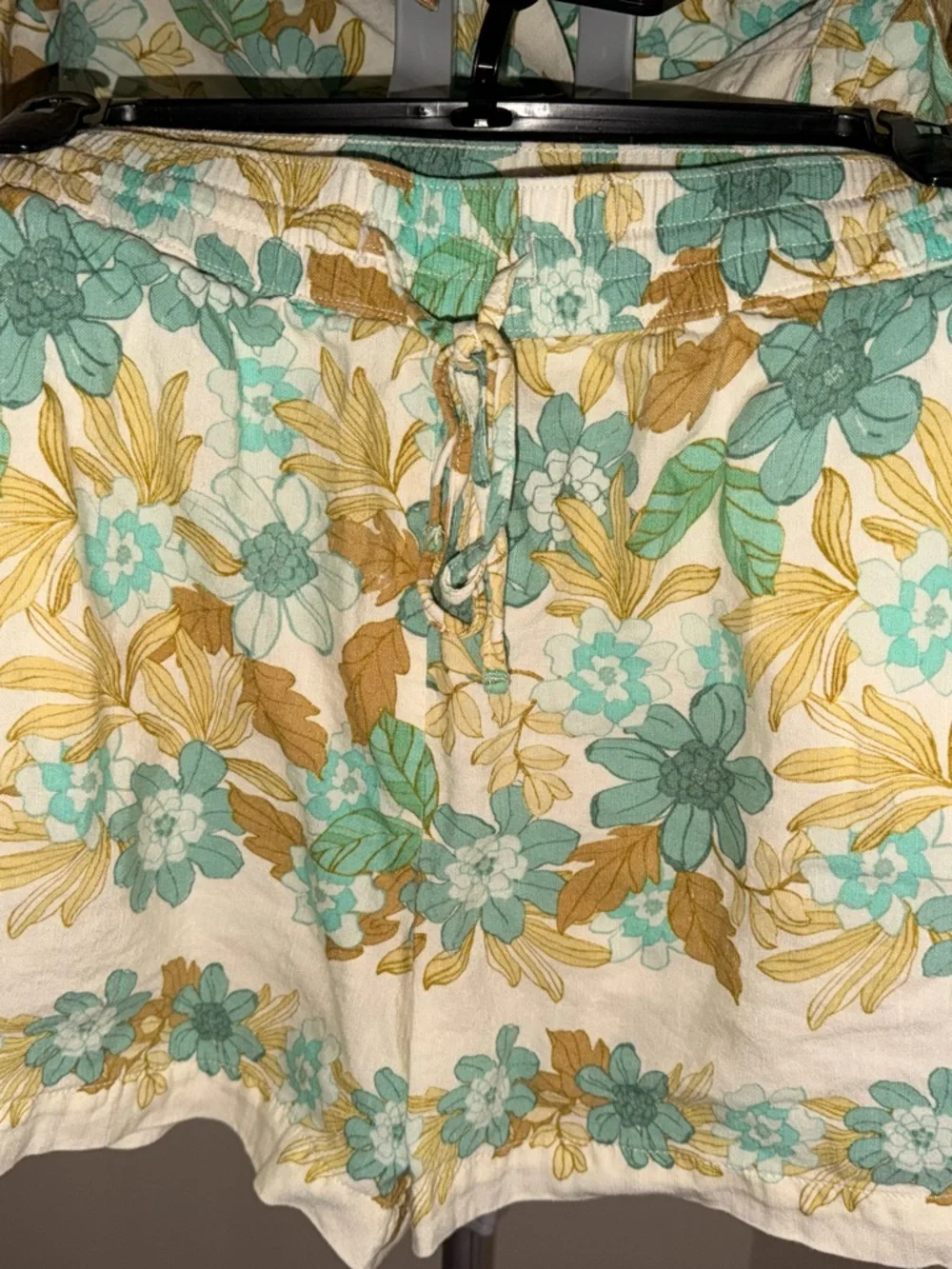 Linen Floral Blouse & Shorts Set Matching Outfit